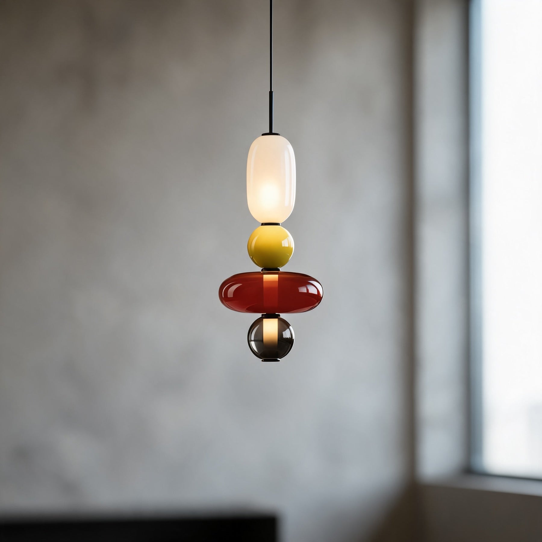 Textured Hand-Blown Glass Pendant Light – Model E / H22″, Triac Dimmable Warm Light – pendant light image 35