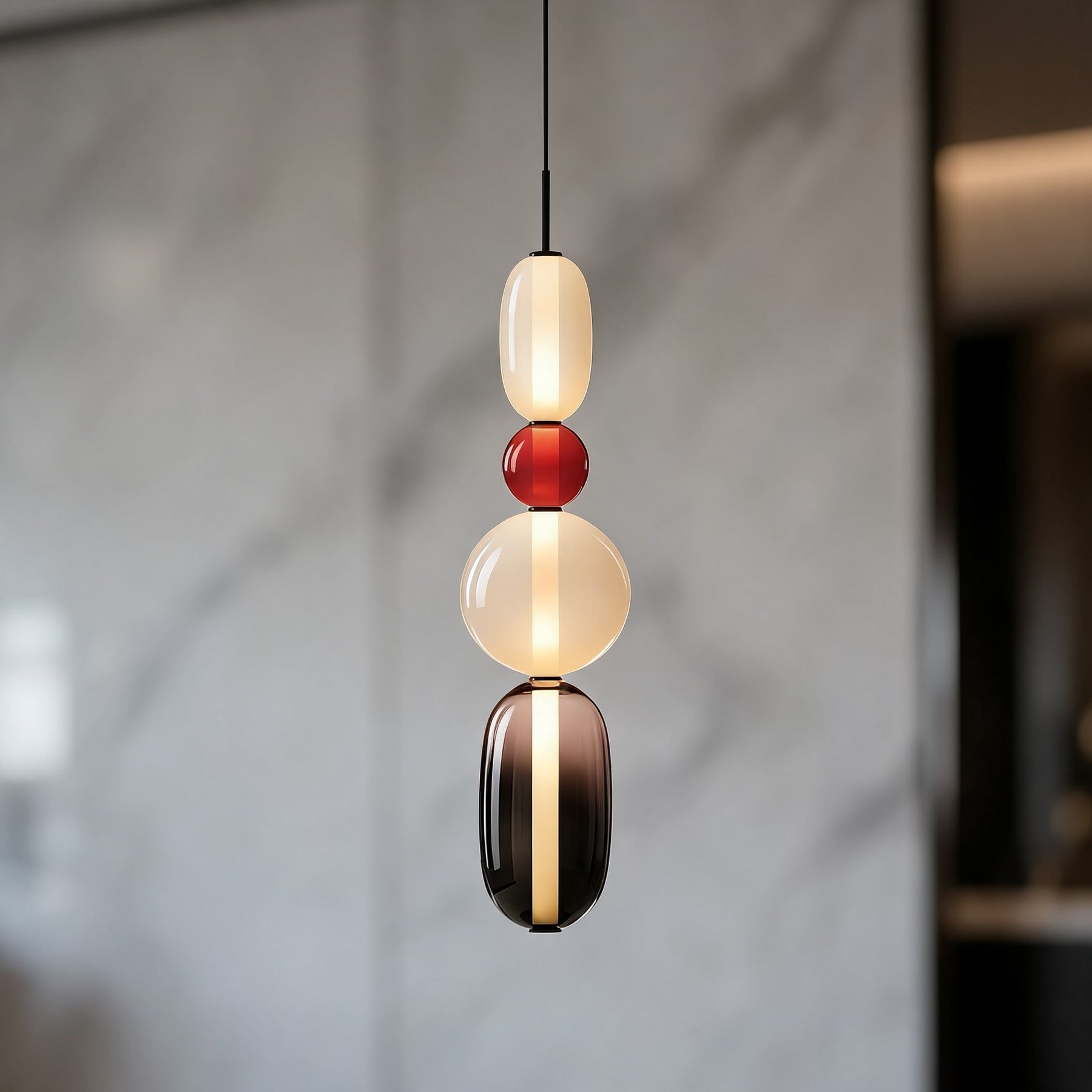 Textured Hand-Blown Glass Pendant Light – Model F Red / H29.9″, Triac Dimmable Warm Light – pendant light image 39