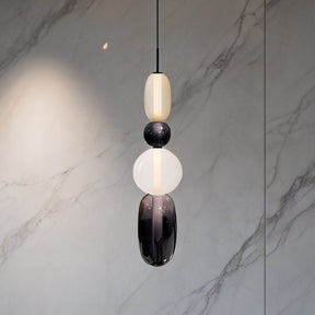Textured Hand-Blown Glass Pendant Light – Model F Black / H29.9″, Triac Dimmable Warm Light – pendant light image 43