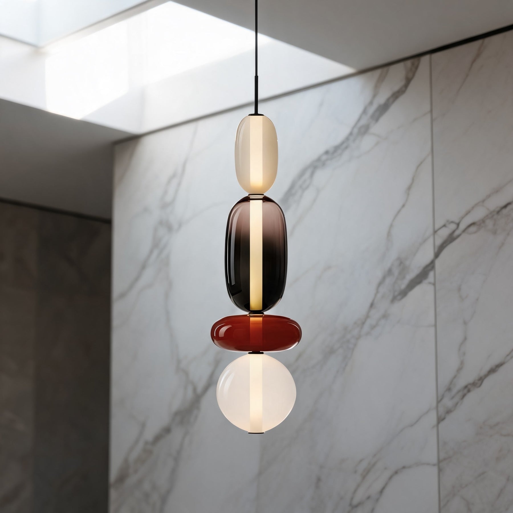 Textured Hand-Blown Glass Pendant Light – Model G Red / H29.9″, Triac Dimmable Warm Light – pendant light image 51