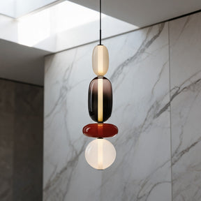 Textured Hand-Blown Glass Pendant Light – Model G Red / H29.9″, Triac Dimmable Warm Light – pendant light image 51