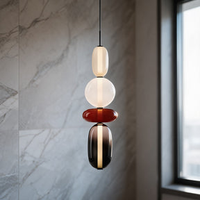 Textured Hand-Blown Glass Pendant Light – Model H Red / H29.9″, Triac Dimmable Warm Light – pendant light image 59