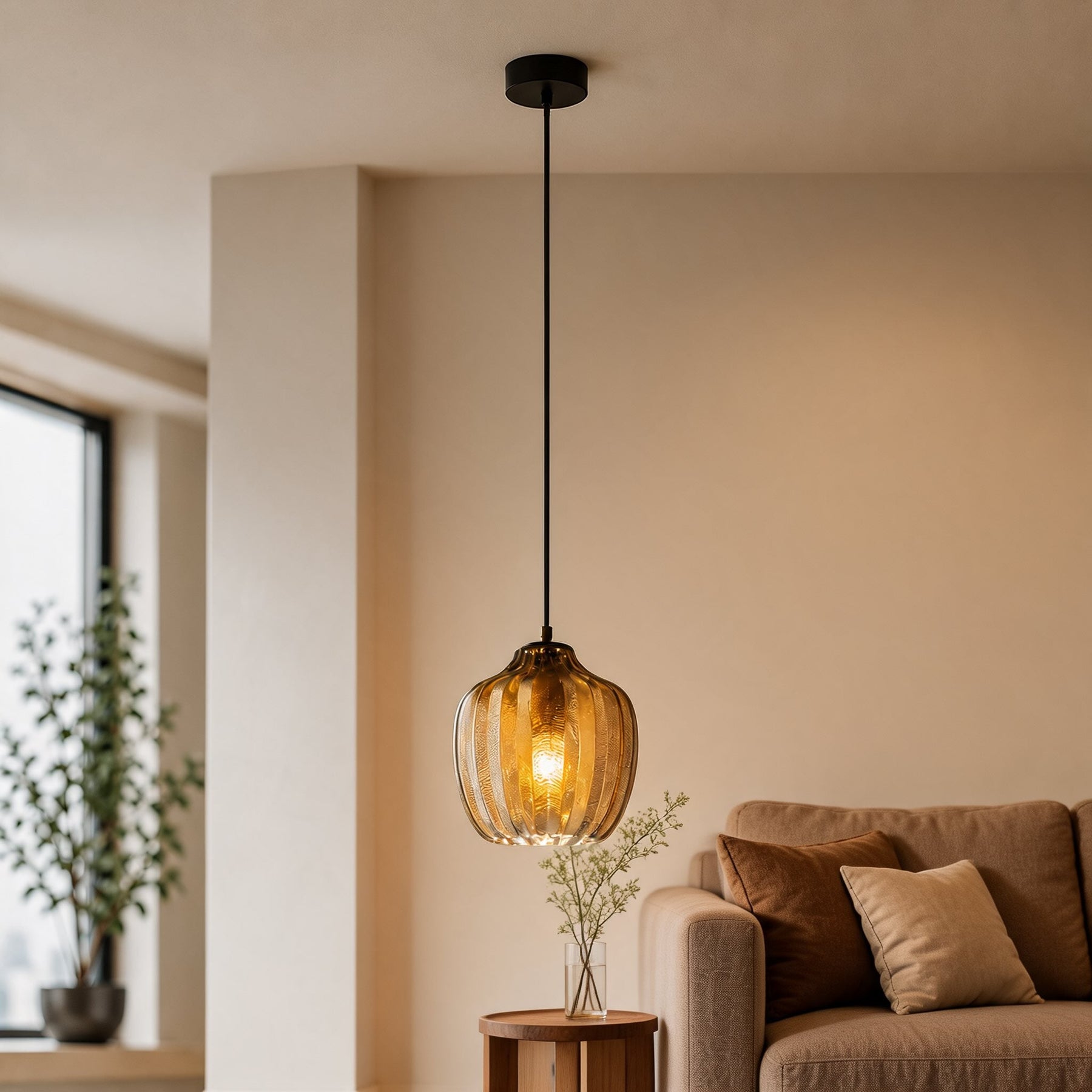 Amber Glass Pendant Light – pendant light image 3