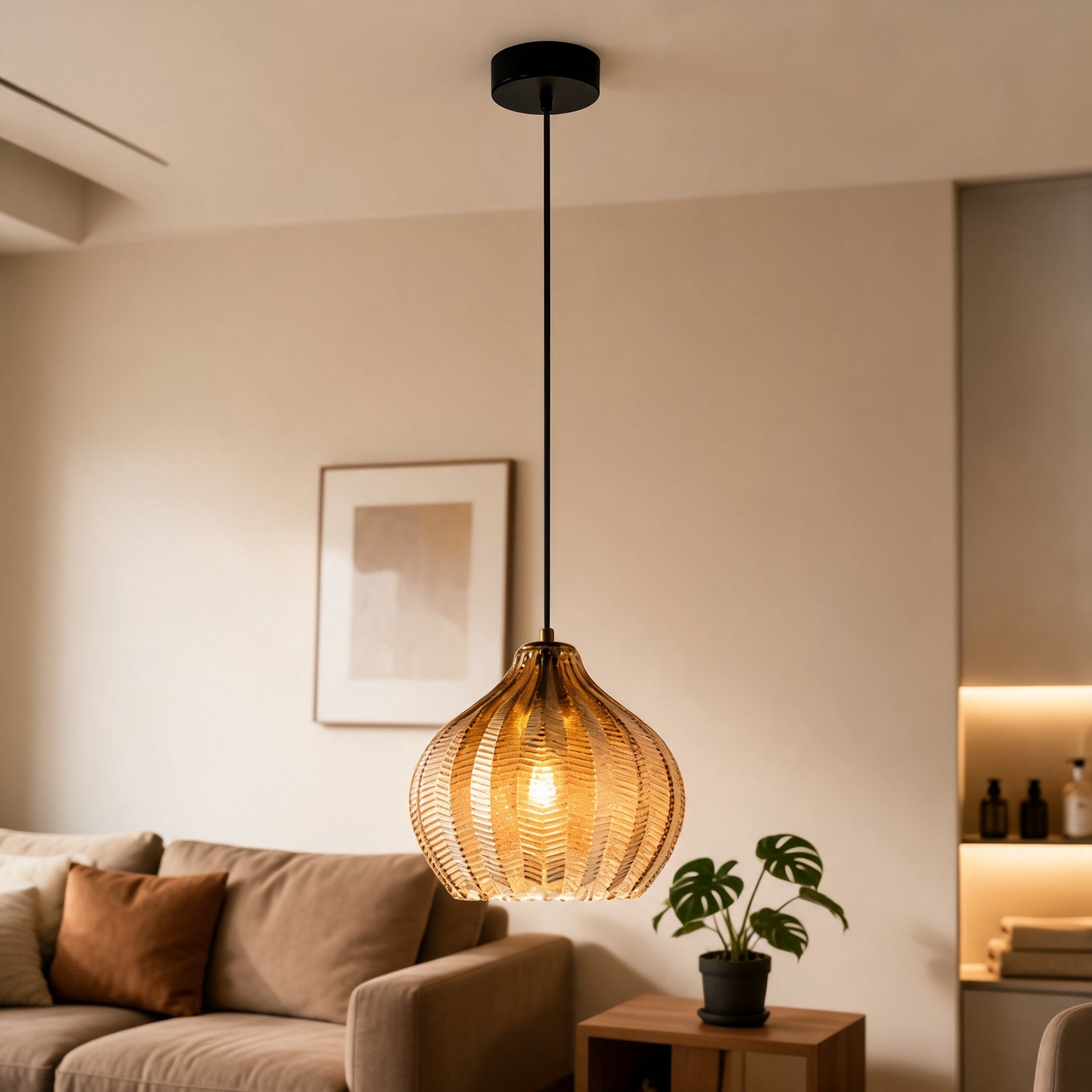 Amber Glass Pendant Light – pendant light image 2