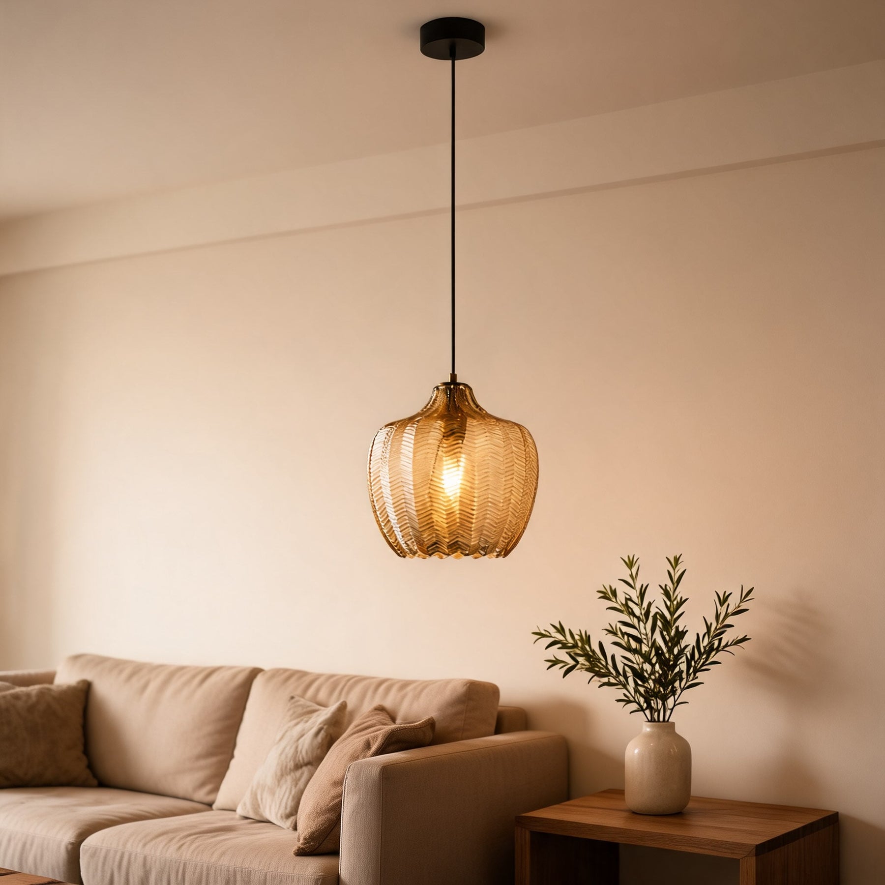 Amber Glass Pendant Light – B – pendant light image 9