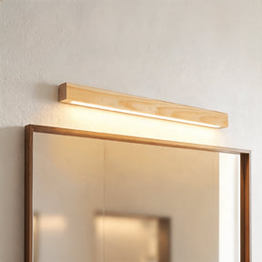 Linear Wood LED Wall Light – Up & Down Lighting: ⌀ 47.2″ x W 1.8″ x H 1.8″, Wood Color, Triac Dimmable Warm Light – product i