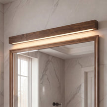 Linear Wood LED Wall Light – Up & Down Lighting: ⌀ 47.2″ x W 1.8″ x H 1.8″, Walnut Color, Triac Dimmable Warm Light – product