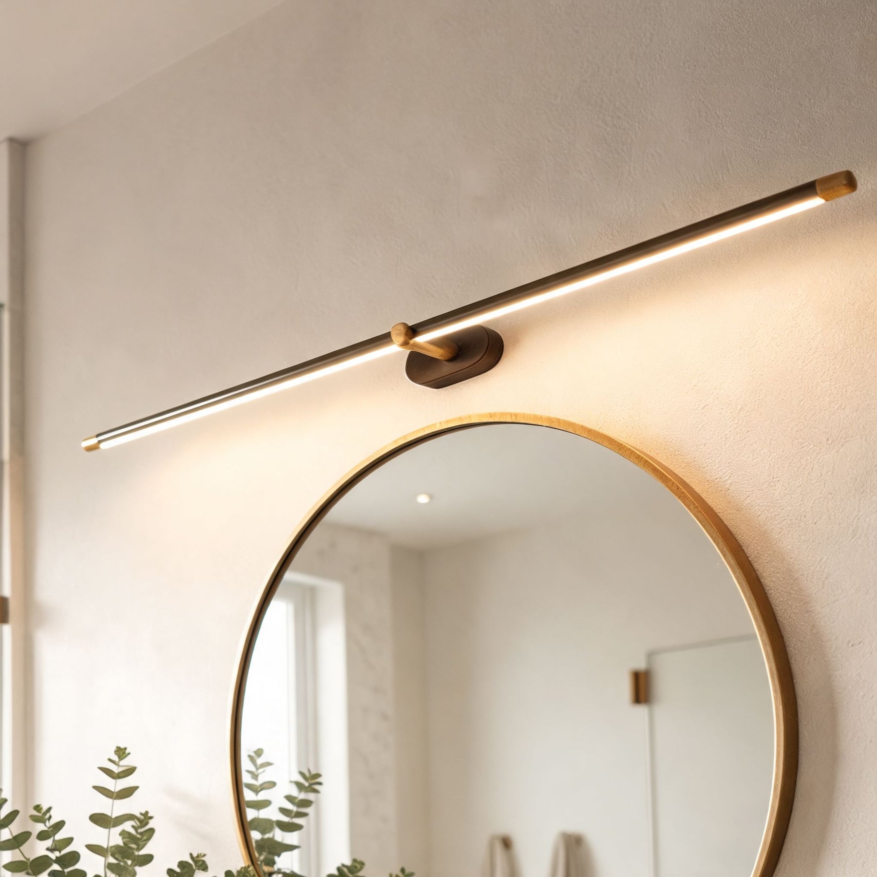 Minimalist Linear LED Wall Sconce – L50" x D5.9" / 127 x 15cm, Black+Gold & Triac Dimmable Warm Light – product image 57