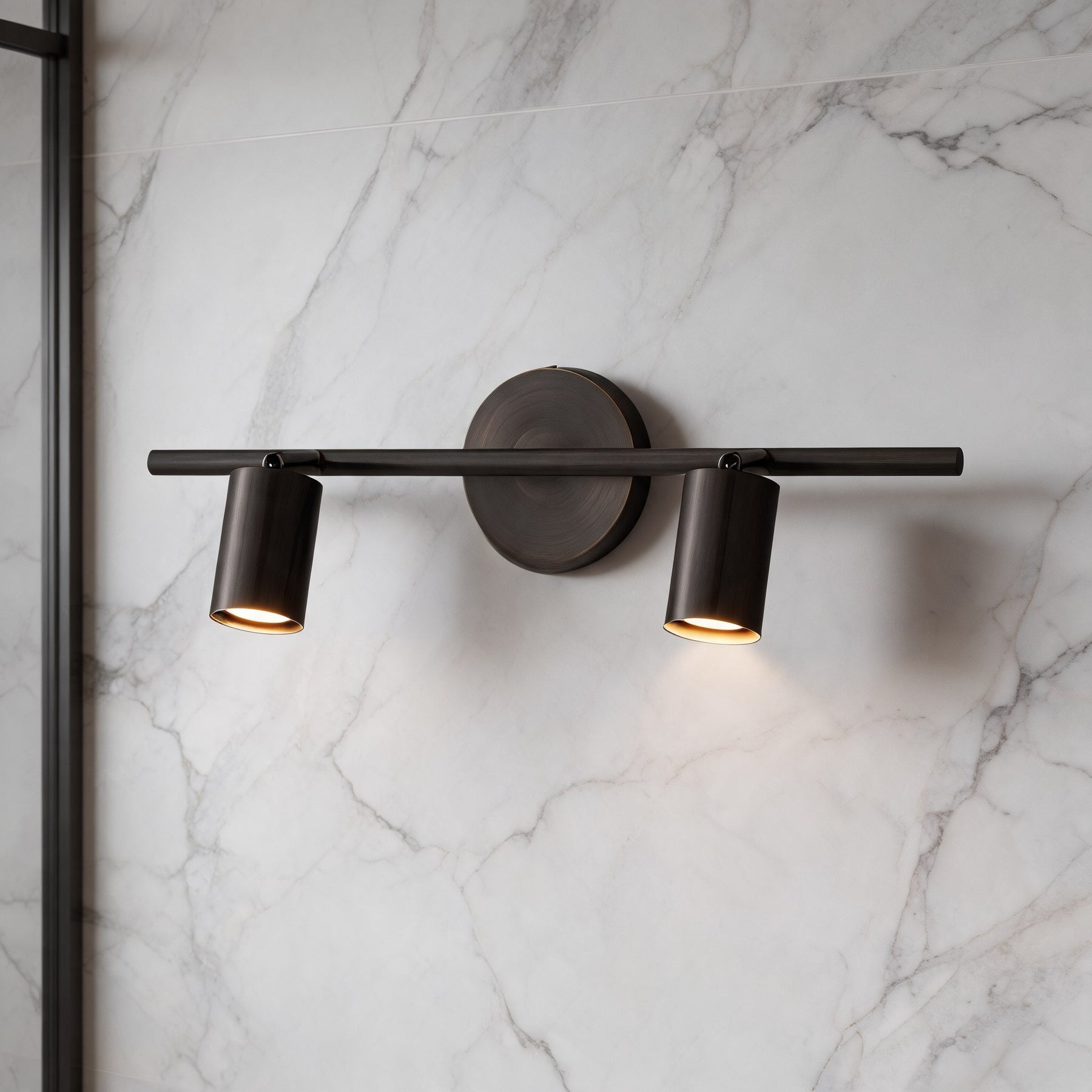 Rotatable Brass Spotlight Wall Light – 2 heads L 19.7″ x H 6.9″, Matte Black – product image 6