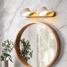 Rustic Wood & Stone Vanity Light – Wood, D12.6"xH1.6" (2-Head), Warm Light – product image 1