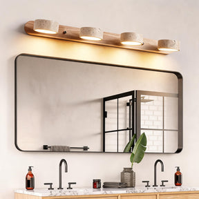 Rustic Wood & Stone Vanity Light – Wood, D27.6"xH1.6" (4-Head), Warm Light – product image 4