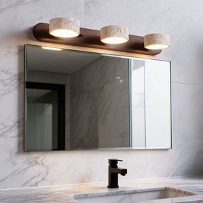 Rustic Wood & Stone Vanity Light – Brown, D20.1"xH1.6" (3-Head), Warm Light – product image 6