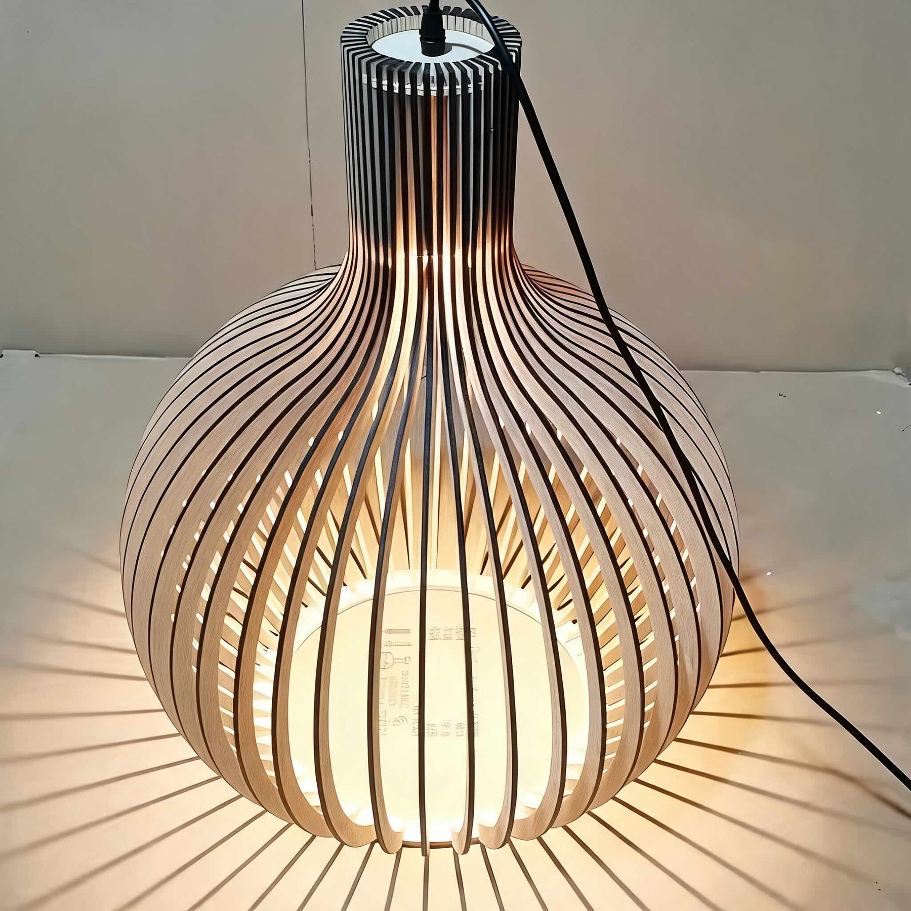 Nordic Wood Cage Pendant Light – pendant light image 6