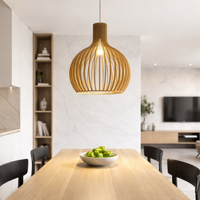 Nordic Wood Cage Pendant Light – pendant light image 7