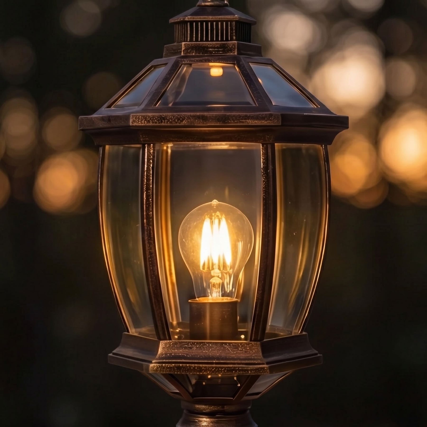Outdoor pillar light with aluminum frame and glass shade – image 4