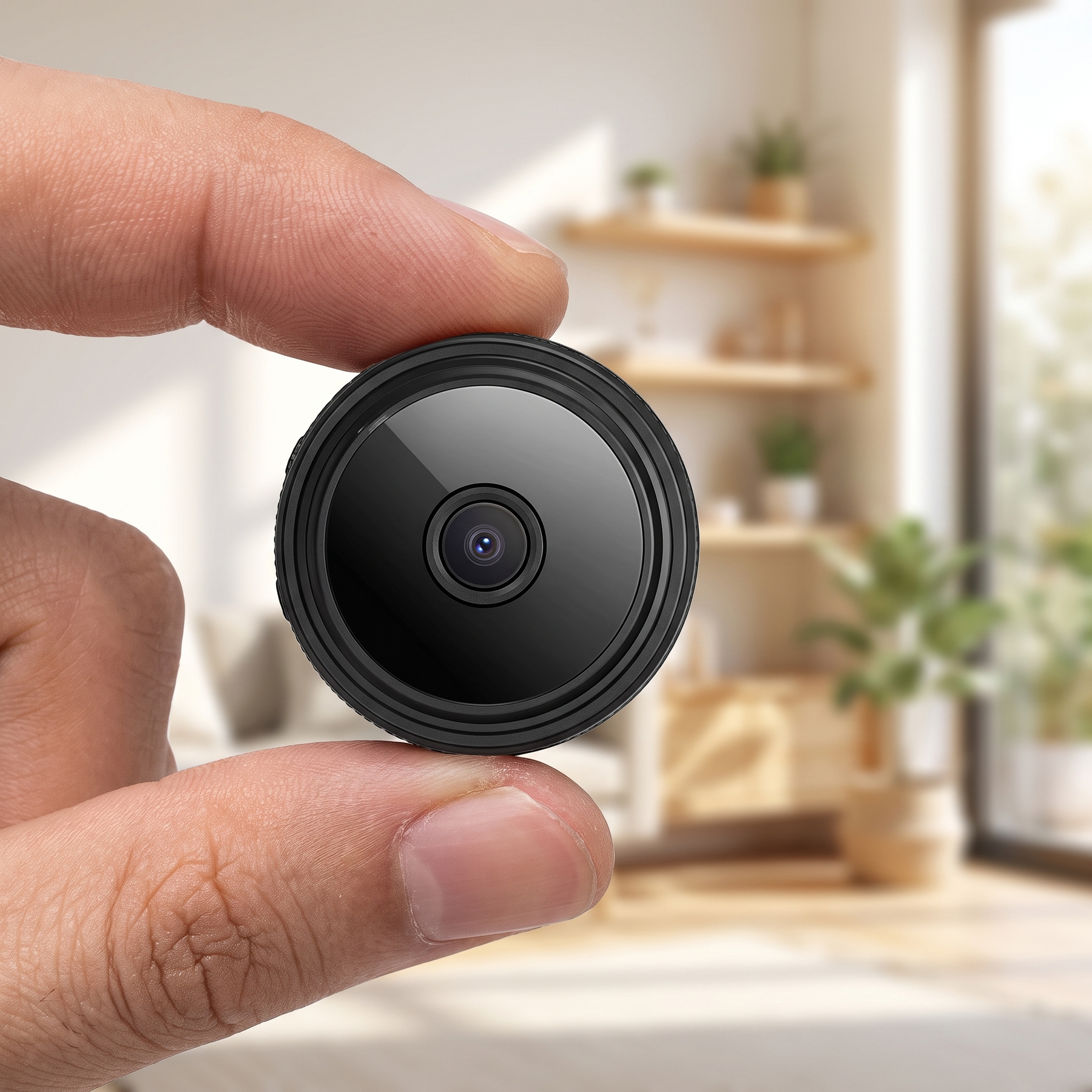 Minicâmera Magnética Sem Fio – Transmissão de Áudio e Vídeo ao Vivo com Suporte Magnético para Casa e Carro