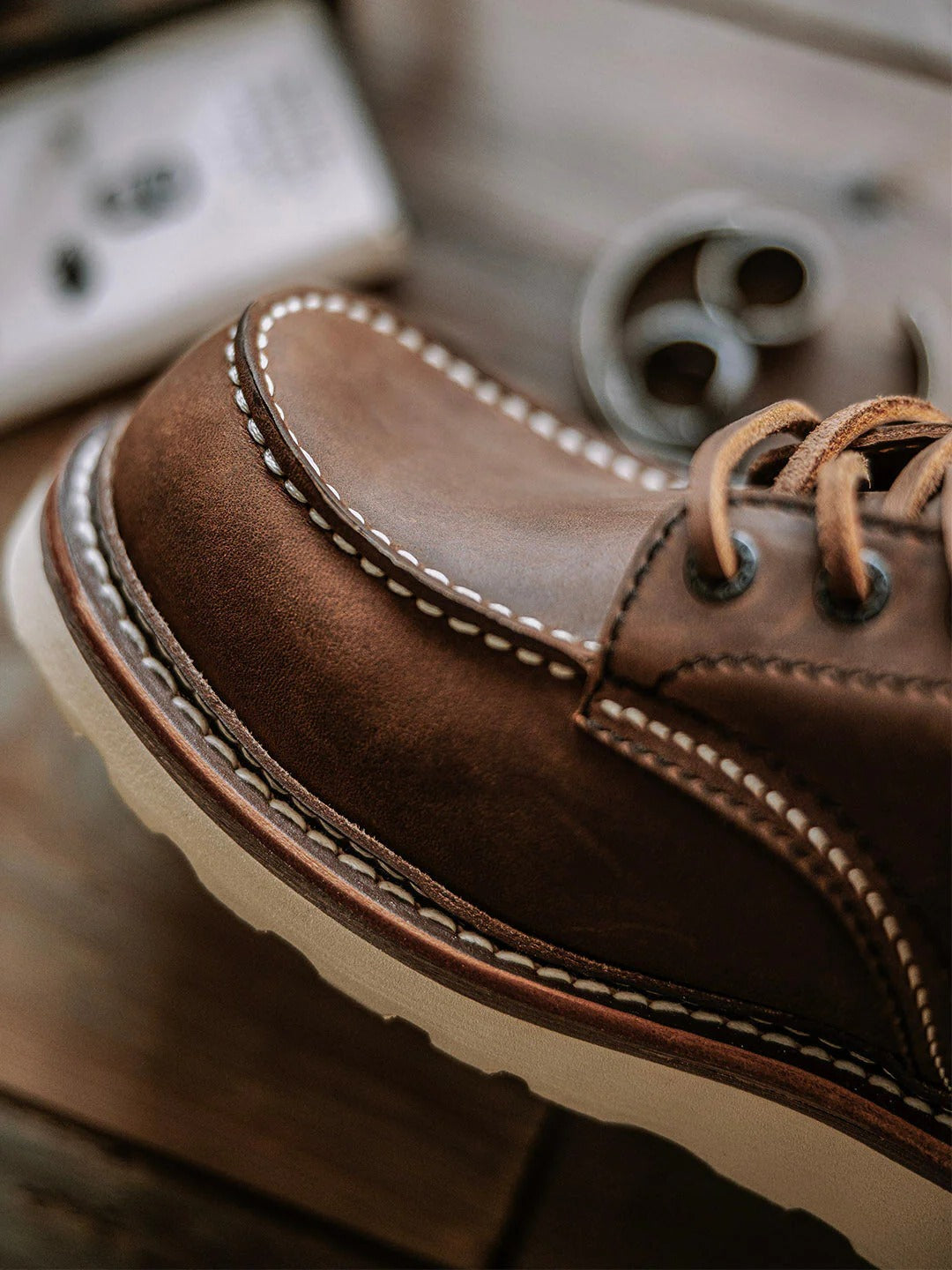 Men's Full Grain Leather Moccasin Toe Work Boots