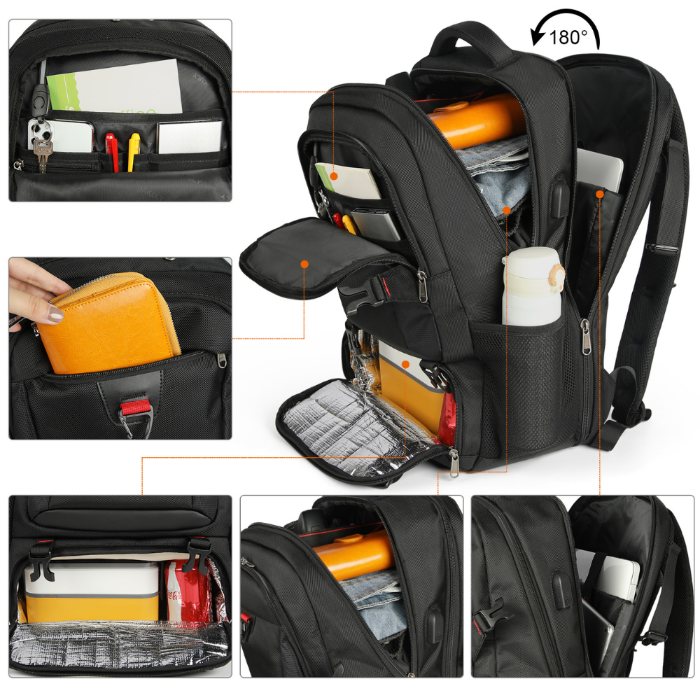 Mochila de Viagem Grande com Compartimento Térmico para Notebook e Organizador
