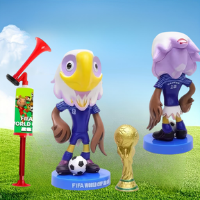 Conjunto de Buzina de Ar, Megafone e Boneco Mascote para Copa do Mundo e Eventos