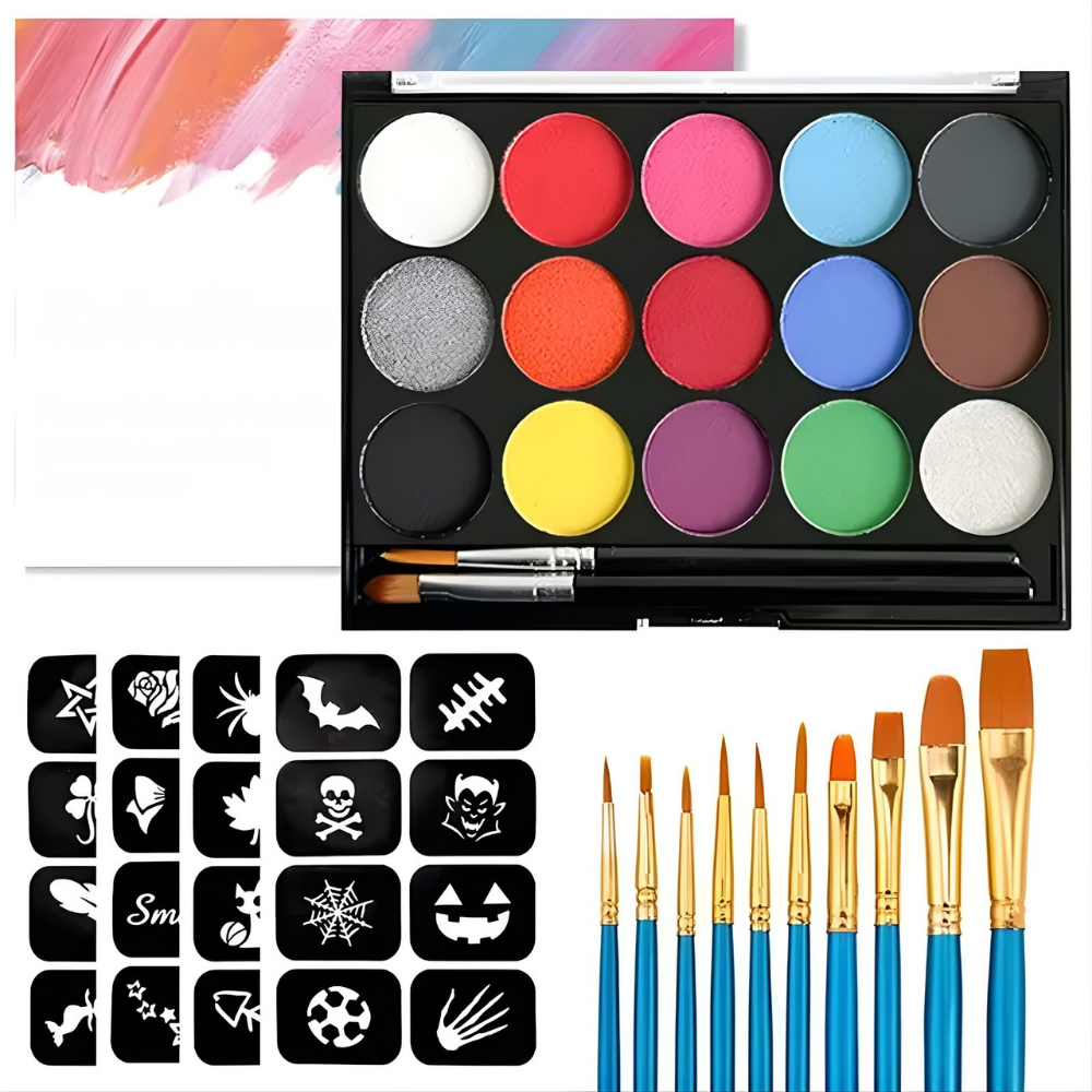 Kit de Pintura Corporal Infantil Seguro Não Tóxico Cores Festas Festivais