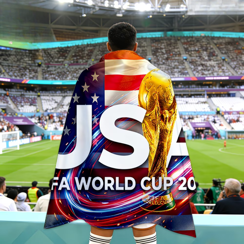 Capa de torcedor de futebol com a bandeira dos EUA para jogos e eventos da Copa do Mundo