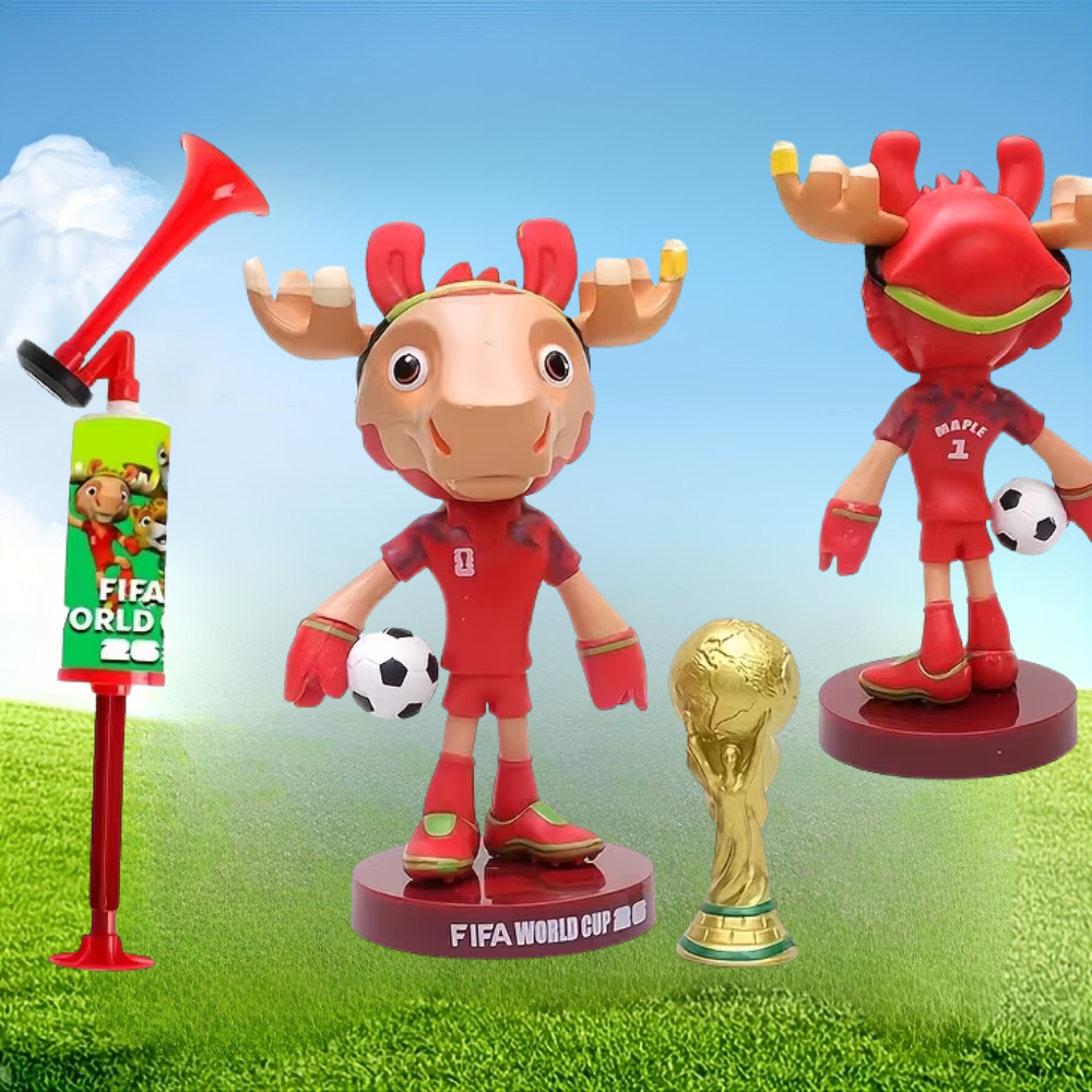 Conjunto de Buzina de Ar, Megafone e Boneco Mascote para Copa do Mundo e Eventos