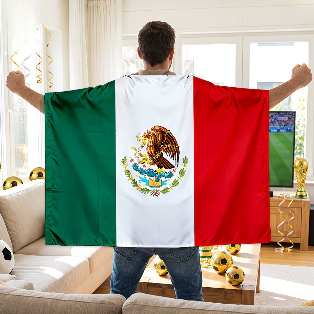 Bandeira Capa de Futebol México Torcedor Vestível Dia de Jogo Grande