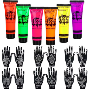 Soccer Ball UV Glow Body Paint Set Neon Face