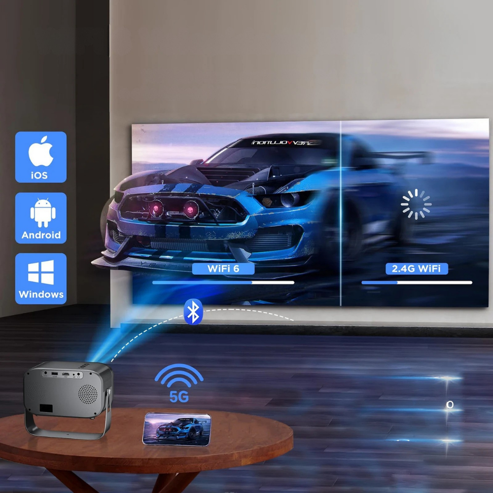Miniprojetor Portátil Bluetooth WiFi para a Copa do Mundo