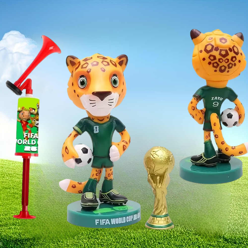 Conjunto de Buzina de Ar, Megafone e Boneco Mascote para Copa do Mundo e Eventos