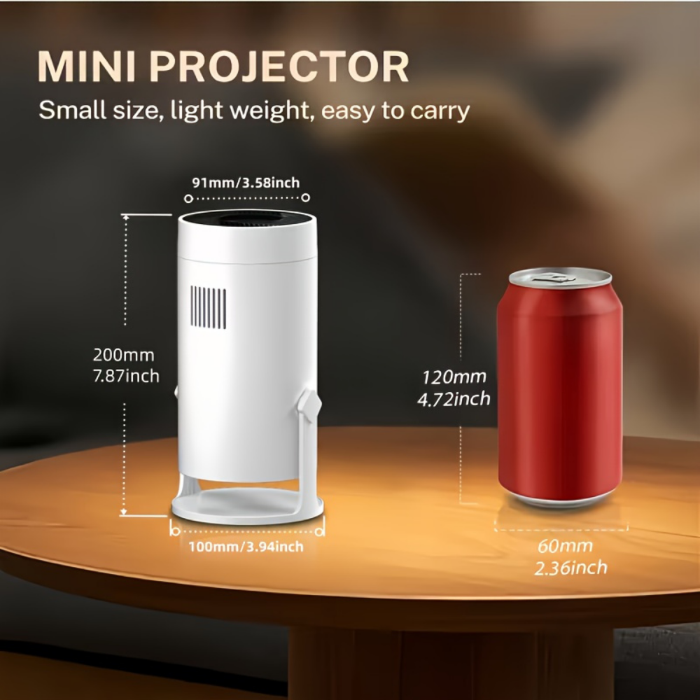 Mini Projetor Portátil 1080P com Streaming Sem Fio e Rotação de 180°