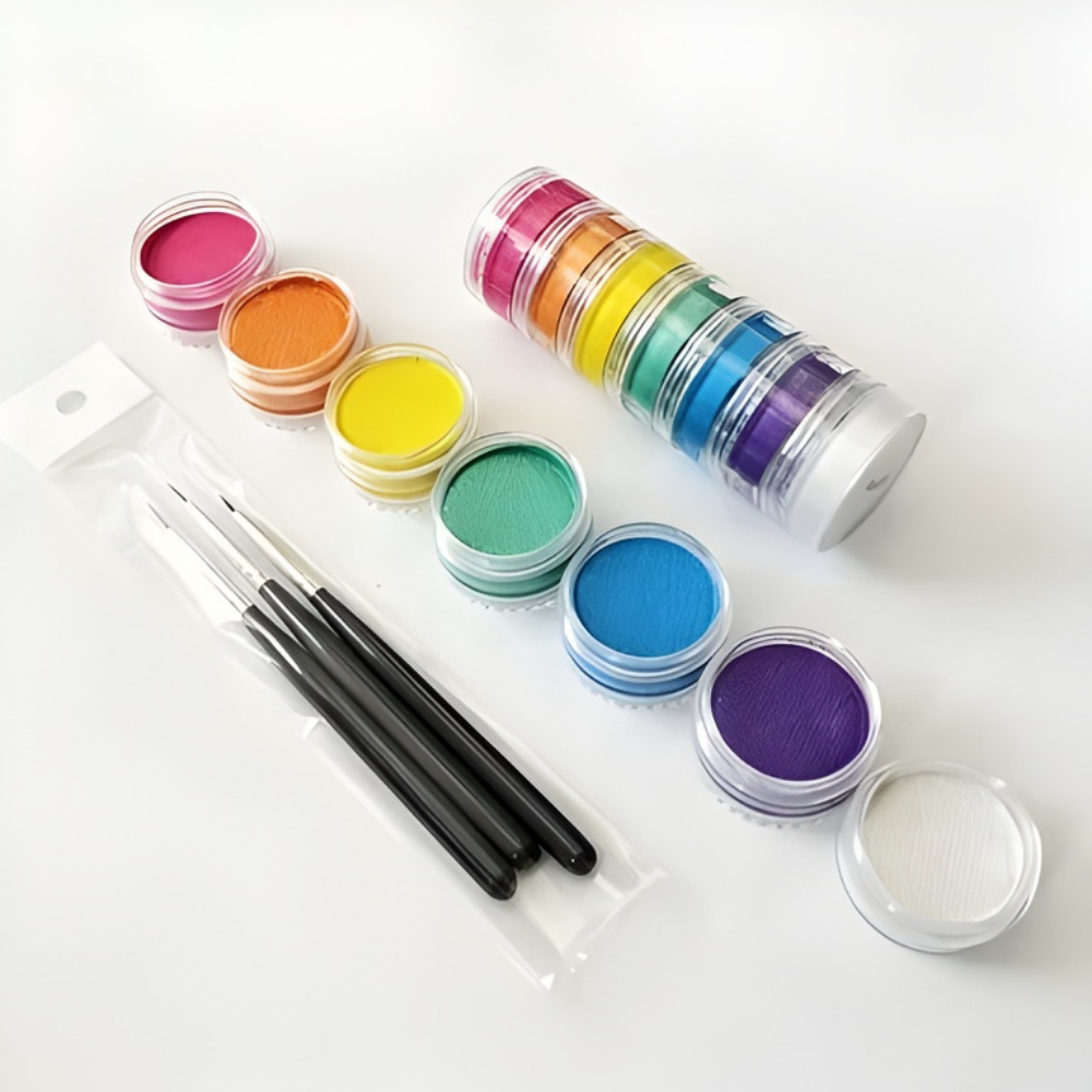 Conjunto de Pintura Facial Arco-íris para Copa do Mundo Neon Split Cake Corporal