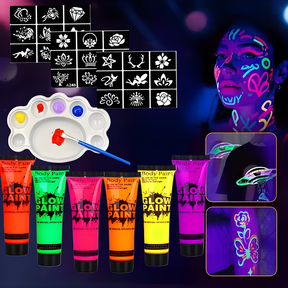 Soccer Ball UV Glow Body Paint Set Neon Face