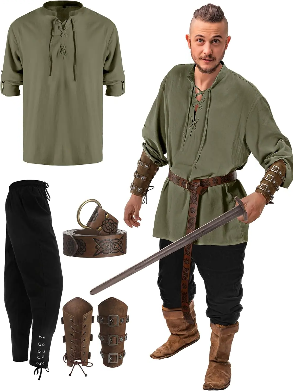 Official 4 Pcs Men's Pirate Costume