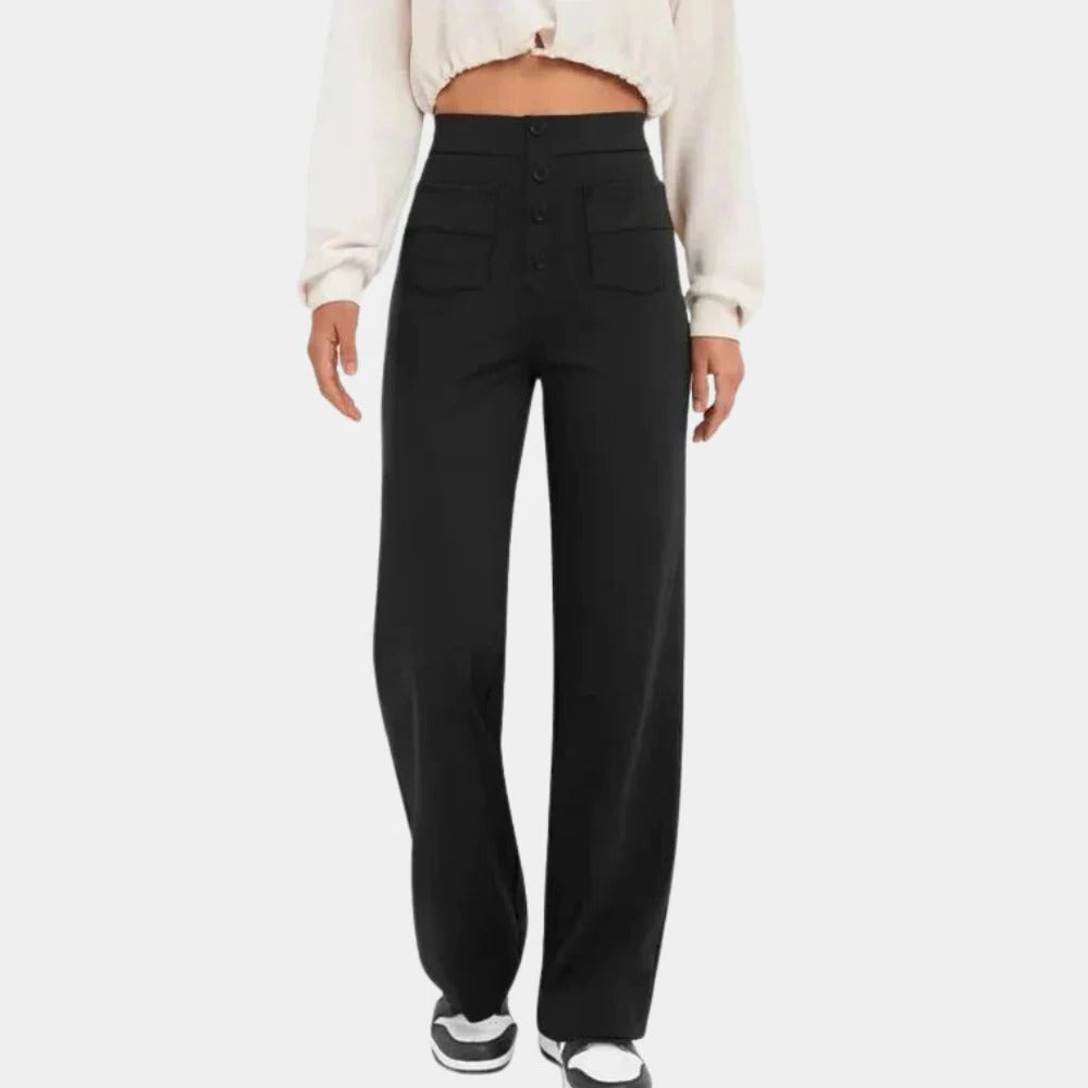 Calça Feminina Casual de Cintura Alta