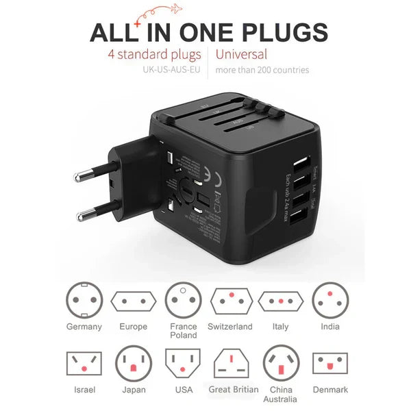 Adaptador de Viagem com Múltiplas Portas