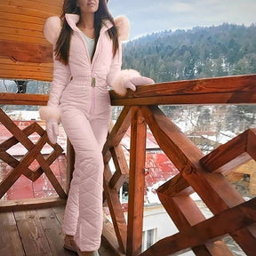 Traje de Esqui e Snowboard Casual de Inverno Estiloso com Zíper para Mulheres