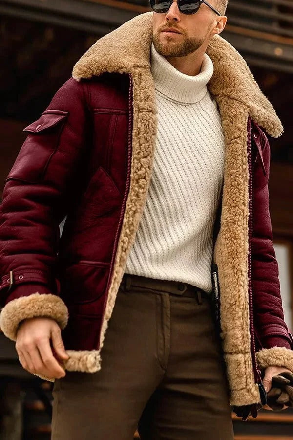 Men's Camel Style Flying Leather Jacket