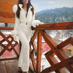 Traje de Esqui e Snowboard Casual de Inverno Estiloso com Zíper para Mulheres