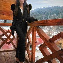 Traje de Esqui e Snowboard Casual de Inverno Estiloso com Zíper para Mulheres