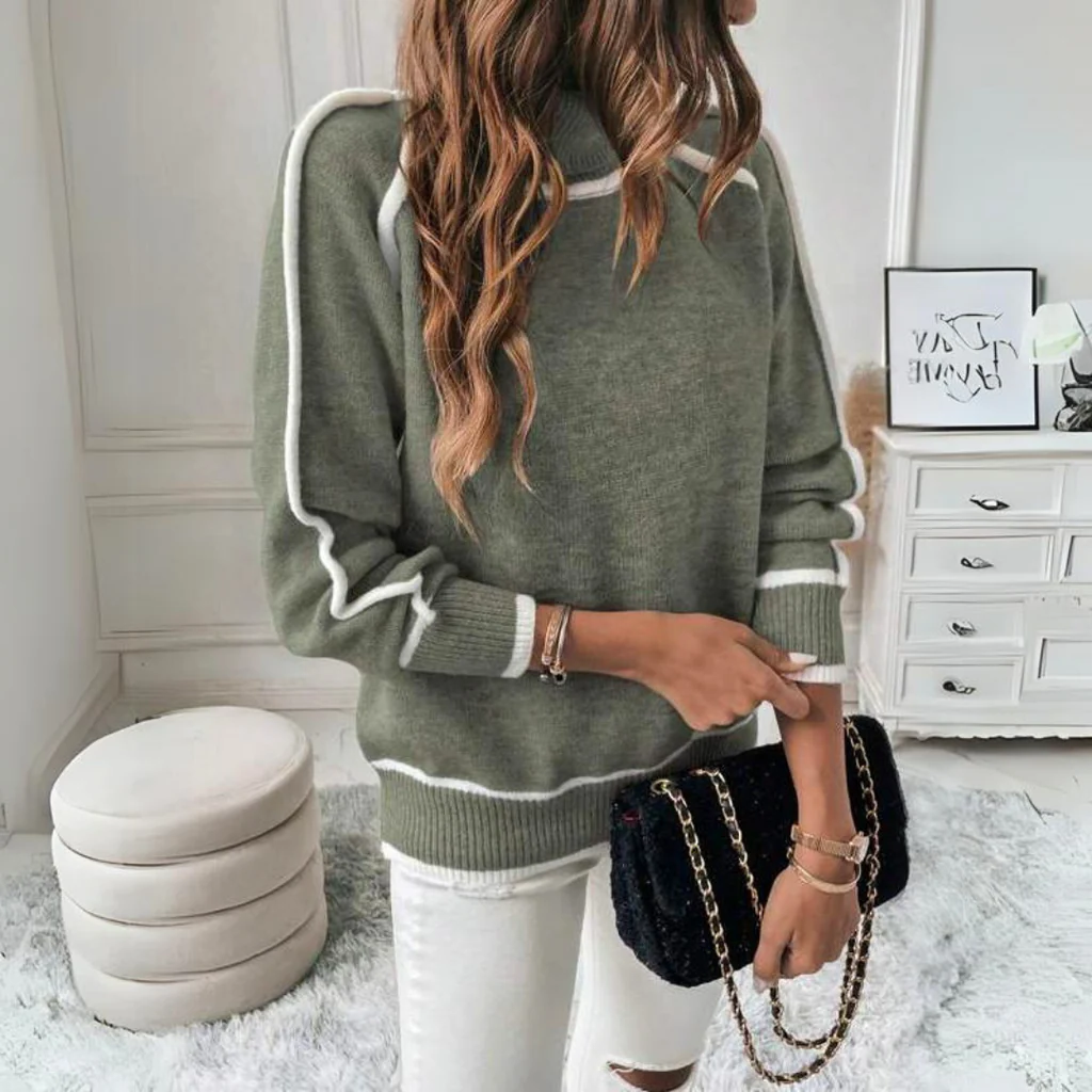 Luxurious Olive Green Knitted Sweater