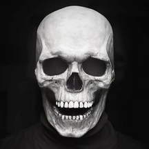 Movable Jaw Realistic Full Head Skull Mask - Human Skeleton Mask for Halloween Party