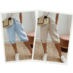 Bermudas femininas com visual de linho modernas e elegantes