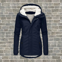 Pleated cotton coat with hood