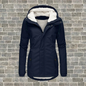 Pleated cotton coat with hood