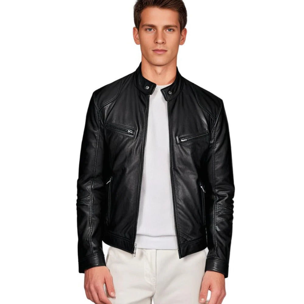 Jaqueta de couro masculina