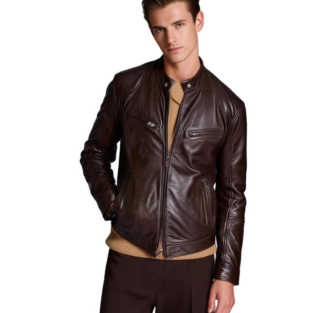Jaqueta de couro masculina