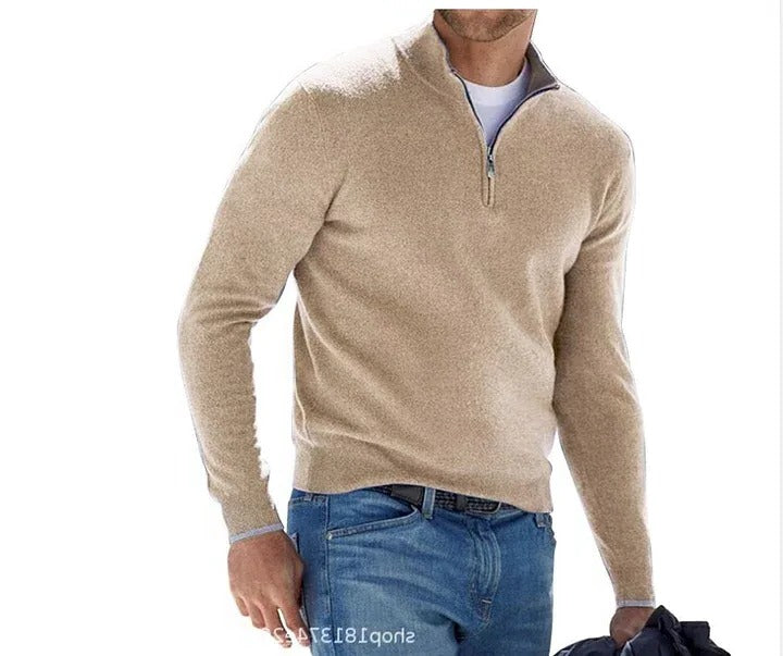 Men's Cashmere Zipper Basic Sweater
