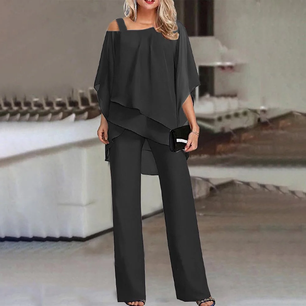 Conjunto Feminino de Duas Peças | Conjunto elegante de duas peças com ombros vazados