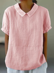Solid Color Cotton and Linen Top